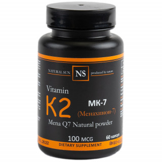Витамин К2 Mena Q7 Natural powder (Менахинон-7) – 100 мкг, 60 капсул по 500 мг.